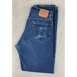 Levis 505‎ Jeans Mens 36x34 Blue Straight Leg Fade Denim Pants Made US